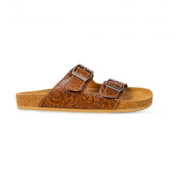 Maggie Embossed Leather Sandals