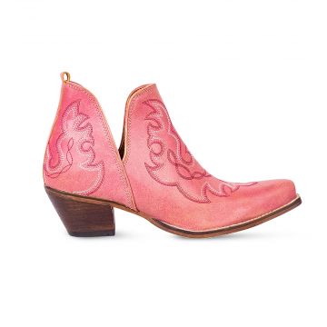 Maisie Stitched Leather Boots in Pink